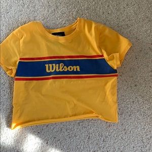 yellow cropped Wilson tee shirt